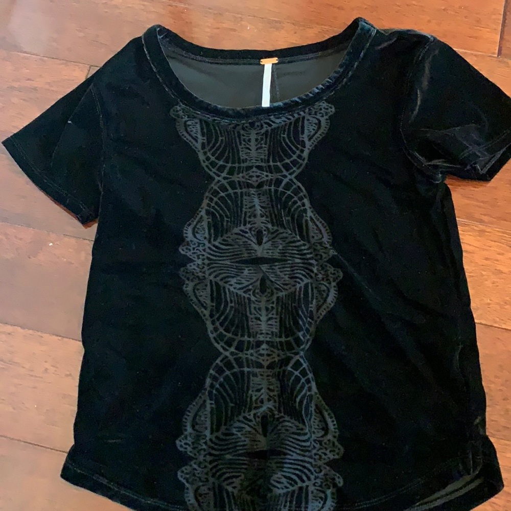 Free people velvet short sleeve blouse